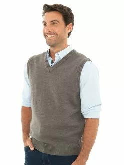 Vests Lowes Grey Marle Jersey Knit V-neck Vest -Traders Country Sales 45668 s 1