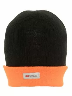 Lowes Mens Work Wear Thinsulate Fluoro Orange & Black Knitted Beanie