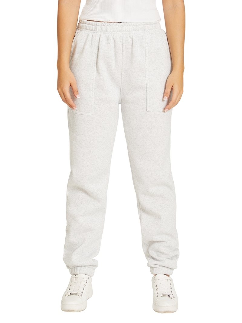 Bottoms Lowes Unisex White Marle Knitted Fleece Trackpants 4 Bottoms Lowes Unisex White Marle Knitted Fleece Trackpants - Image 2