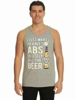 Singlets & Tanks Lowes Grey Absolutely Beer Slogan Tank Top