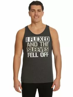 Singlets & Tanks Lowes Charcoal I Flexed Slogan Tank Top