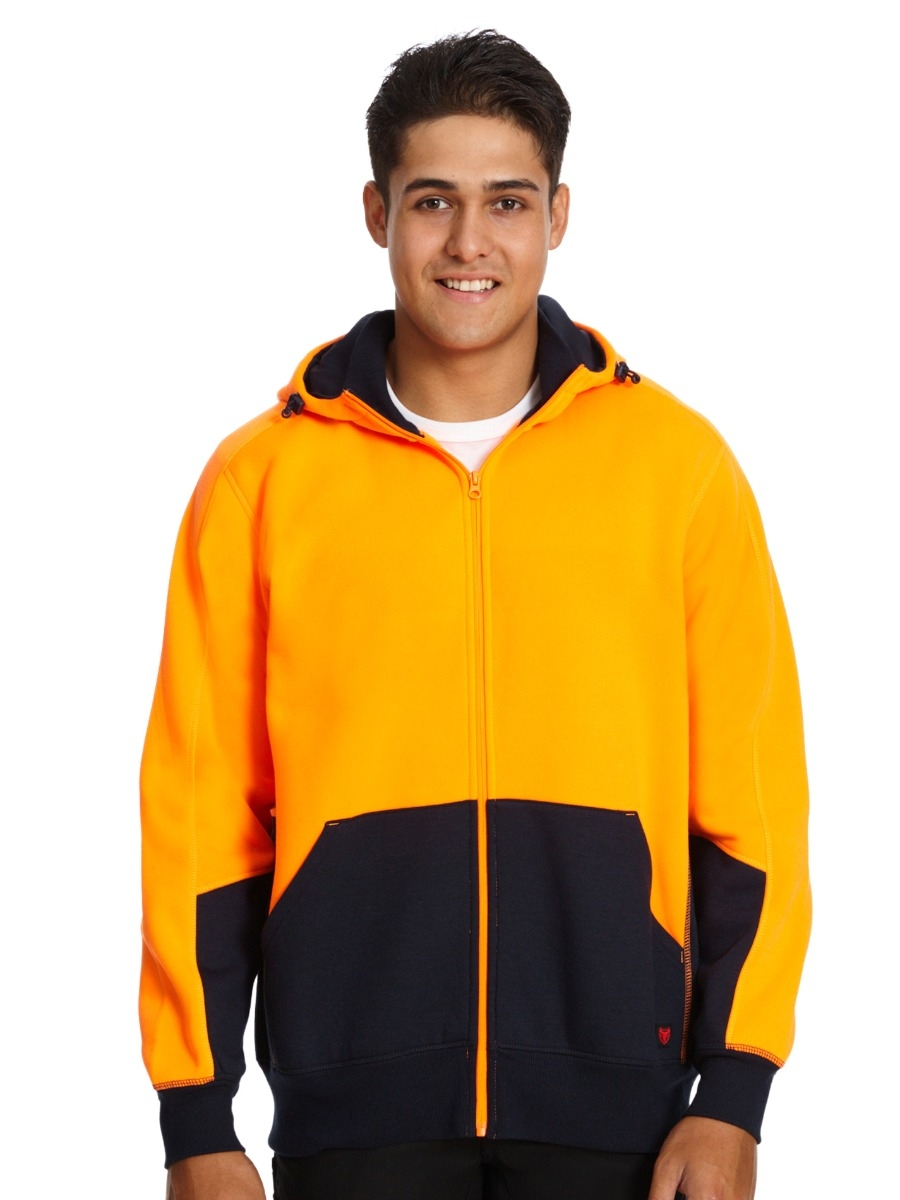 Winter Wear Traders 308 Orange Hi Vis Hooded Fleece Jacket 3 Winter Wear Traders 308 Orange Hi Vis Hooded Fleece Jacket