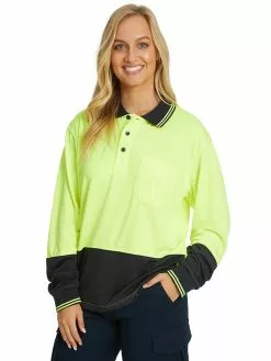 Tops Traders Unisex Yellow Long Sleeve Hi-Vis Polo