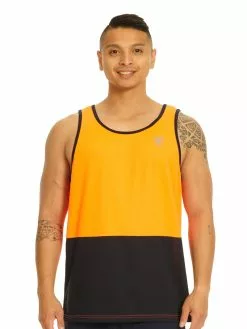 Lowes Shirts Traders Orange & Navy Hi-Vis Singlet
