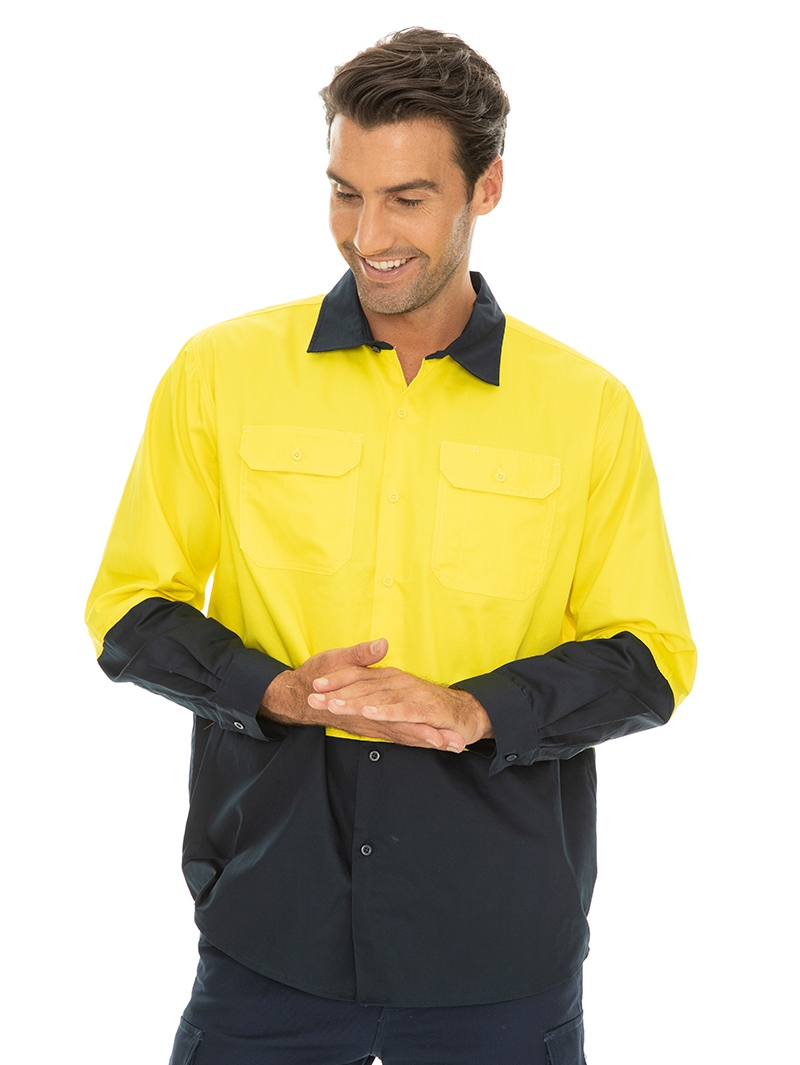 Shirts Lowes Long Sleeve Hi-Vis Shirt Yellow & Navy 4 Shirts Lowes Long Sleeve Hi-Vis Shirt Yellow & Navy - Image 2