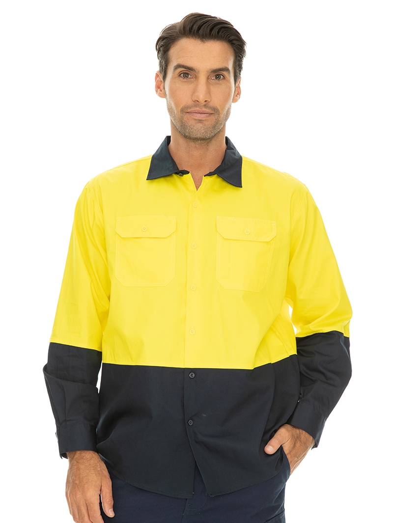 Shirts Lowes Long Sleeve Hi-Vis Shirt Yellow & Navy 6 Shirts Lowes Long Sleeve Hi-Vis Shirt Yellow & Navy - Image 4
