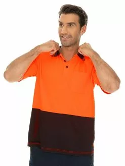 Shirts Traders Orange & Navy Cool Dry Hi-Vis Polo