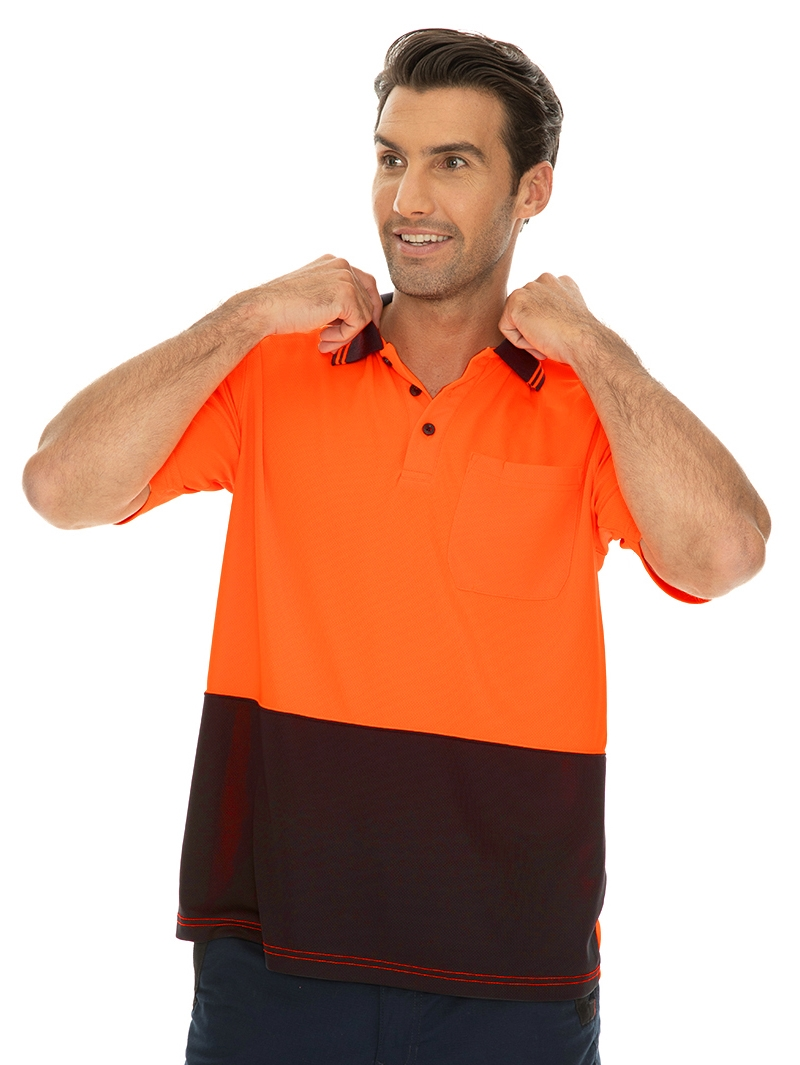 Shirts Traders Orange & Navy Cool Dry Hi-Vis Polo 3 Shirts Traders Orange & Navy Cool Dry Hi-Vis Polo