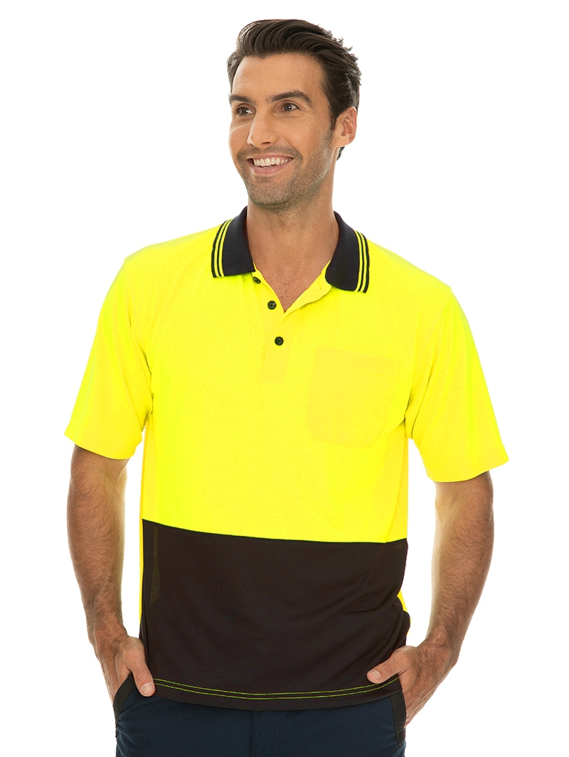 Shirts Traders Yellow & Navy Cool Dry Hi-Vis Polo 3 Shirts Traders Yellow & Navy Cool Dry Hi-Vis Polo