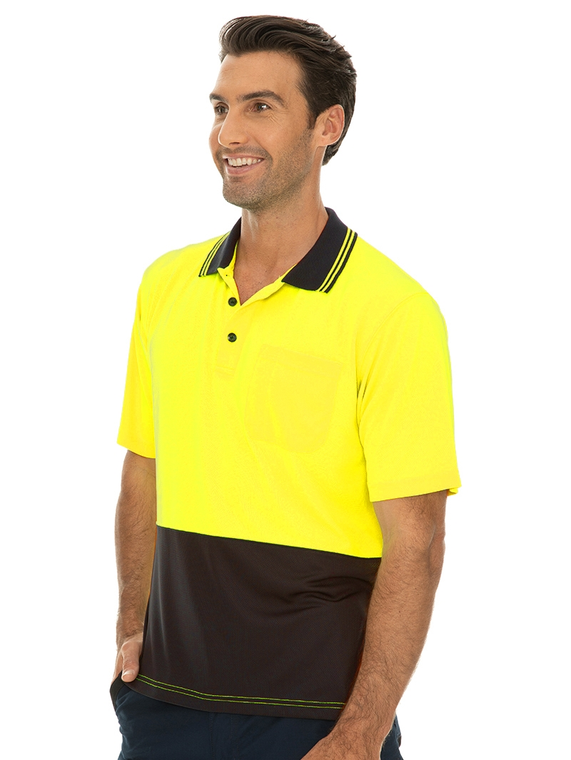 Shirts Traders Yellow & Navy Cool Dry Hi-Vis Polo 4 Shirts Traders Yellow & Navy Cool Dry Hi-Vis Polo - Image 2