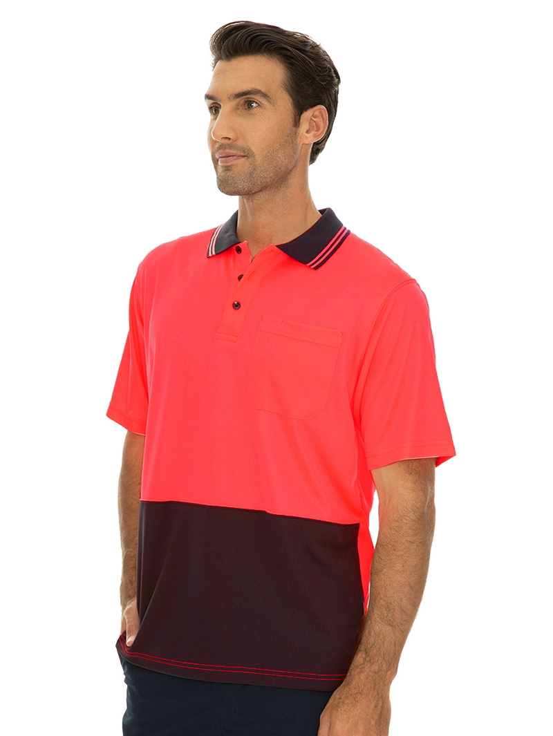 Shirts Traders Pink & Navy Cool Dry Hi-Vis Polo 4 Shirts Traders Pink & Navy Cool Dry Hi-Vis Polo - Image 2