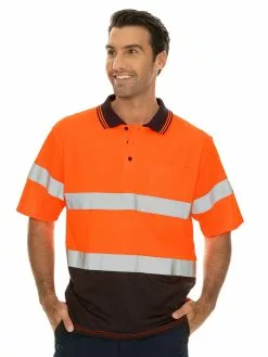 Shirts Traders Orange & Navy Taped Short Sleeve Polo