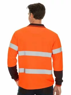 Shirts Traders Orange & Navy Taped Long Sleeve Polo -Traders Country Sales 51777 b lowes 1 1