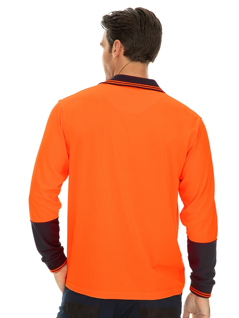 Shirts Traders Orange & Navy Long Sleeve Hi-Vis Polo 5 Shirts Traders Orange & Navy Long Sleeve Hi-Vis Polo - Image 3