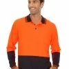 Shirts Traders Orange & Navy Long Sleeve Hi-Vis Polo -Traders Country Sales 51778 f lowes 1 23