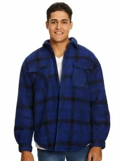 Jackets Lowes Cobalt & Black Coral Fleece Lined Shacket