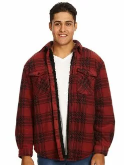 Jackets Lowes Rust & Black Coral Fleece Lined Shacket