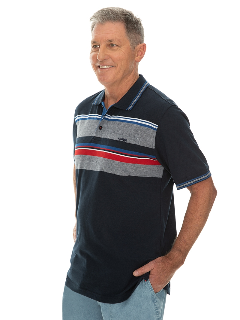 Lowes Polos Cougars Aqua & Teal Striped Polo Top 4 Lowes Polos Cougars Aqua & Teal Striped Polo Top - Image 2