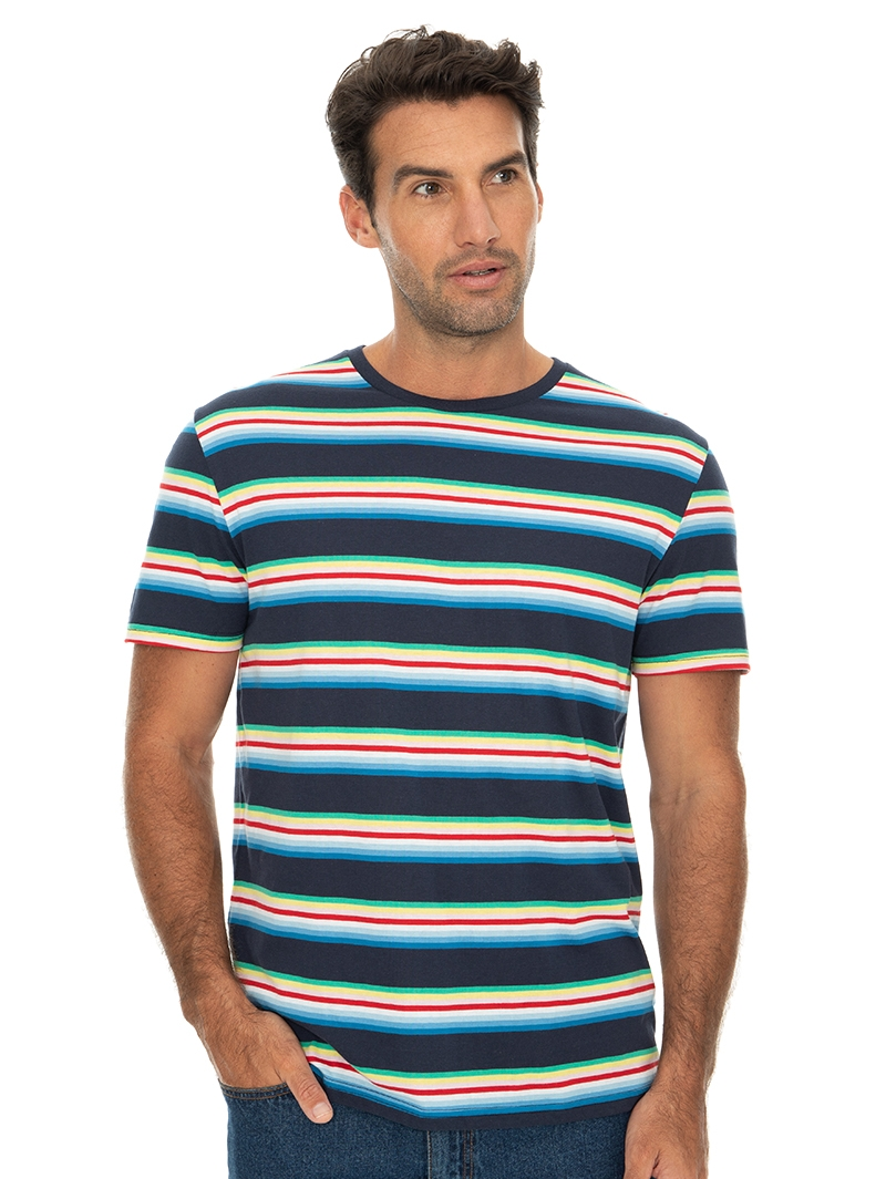 T-Shirts Lowes Navy Rainbow Stripe T-Shirt 3 T-Shirts Lowes Navy Rainbow Stripe T-Shirt