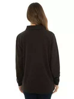 Tops Lowes Black Knitted Long Sleeve Polo -Traders Country Sales 54416 b 1 1