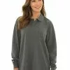 Tops Lowes Charcoal Marle Knitted Long Sleeve Polo -Traders Country Sales 54417 f 1 1