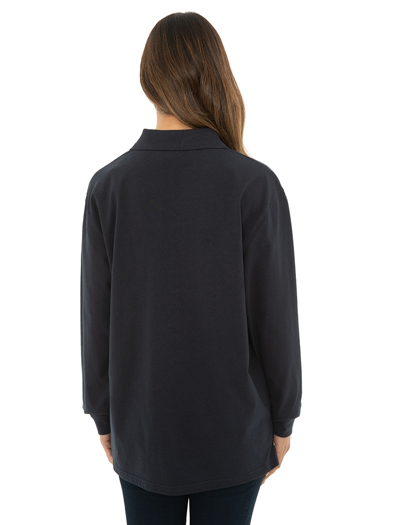 Lowes Tops Unisex Navy Knitted Long Sleeve Polo 5 Lowes Tops Unisex Navy Knitted Long Sleeve Polo - Image 3