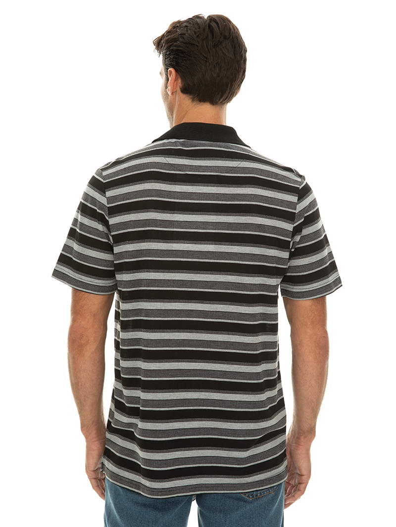Polos Lowes Black & Grey Marle Stripe Knit Polo 5 Polos Lowes Black & Grey Marle Stripe Knit Polo - Image 3