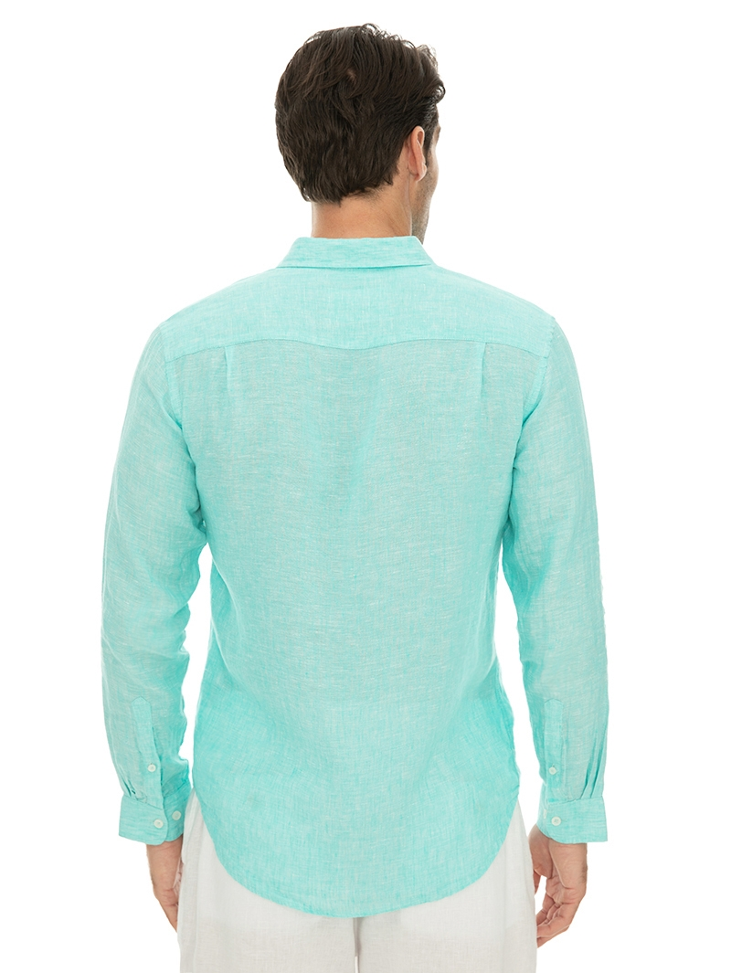 Shirts Riley Adams Aqua Linen Long Sleeve Shirt 5 Shirts Riley Adams Aqua Linen Long Sleeve Shirt - Image 3