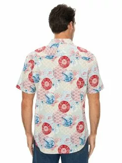 Shirts Prodigy White Oriental Print Short Sleeve Shirt -Traders Country Sales 55686 b 1