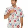 Shirts Prodigy White Oriental Print Short Sleeve Shirt
