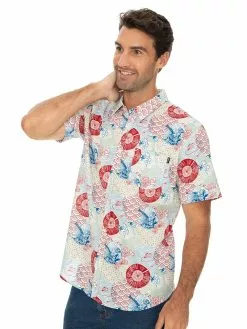 Shirts Prodigy White Oriental Print Short Sleeve Shirt -Traders Country Sales 55686 s 1