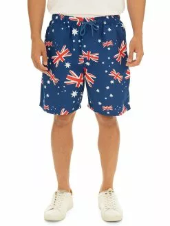 Bottoms Lowes Unisex Navy Australia Elastic Waist Shorts