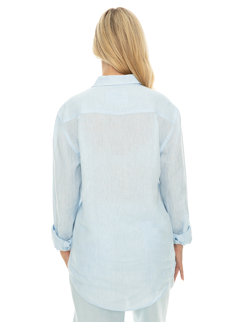 Tops Riley Adams Blue Linen Shirt 5 Tops Riley Adams Blue Linen Shirt - Image 3