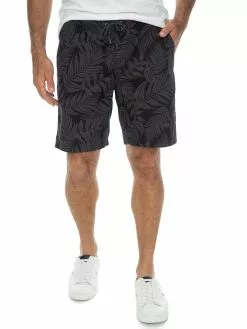 Lowes Print Shorts Navy Leaf - Elastic Waist