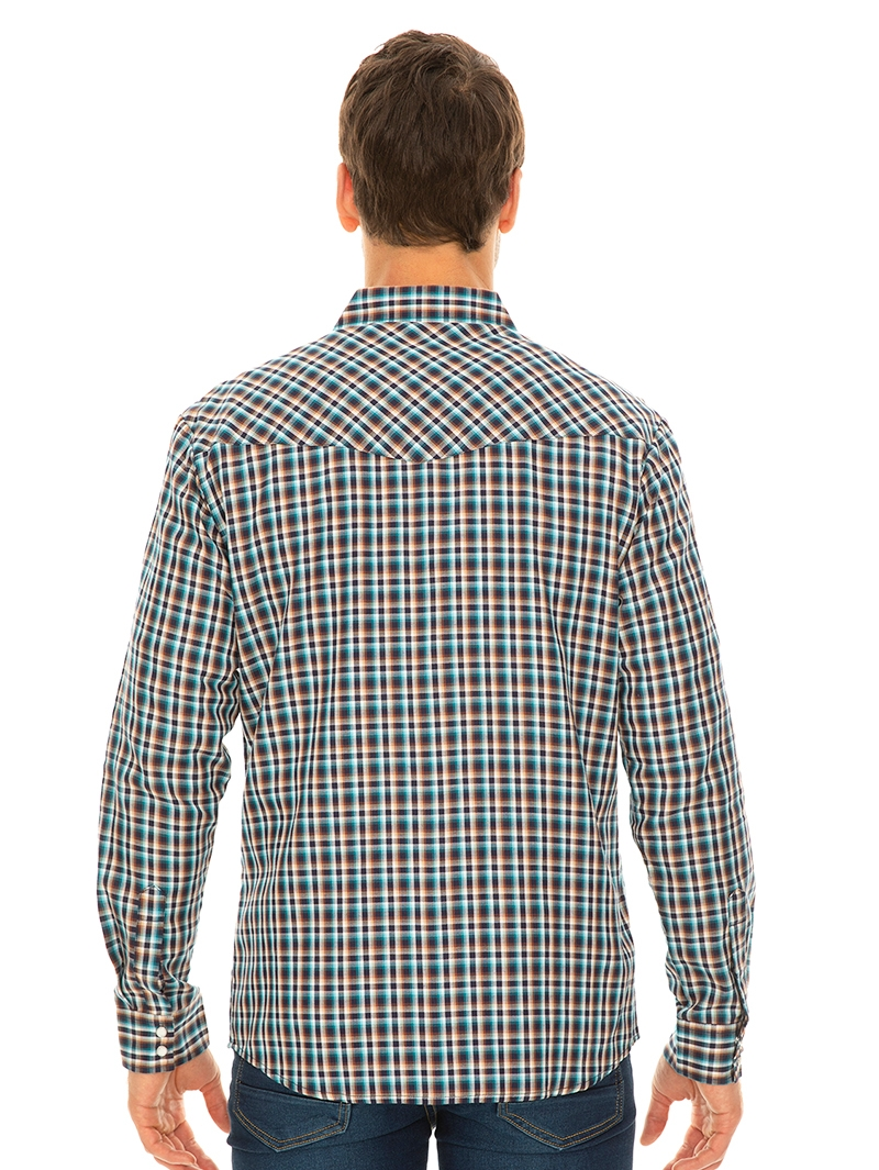Shirts Traders Blue Check Unisex Long Sleeve Shirt 5 Shirts Traders Blue Check Unisex Long Sleeve Shirt - Image 3