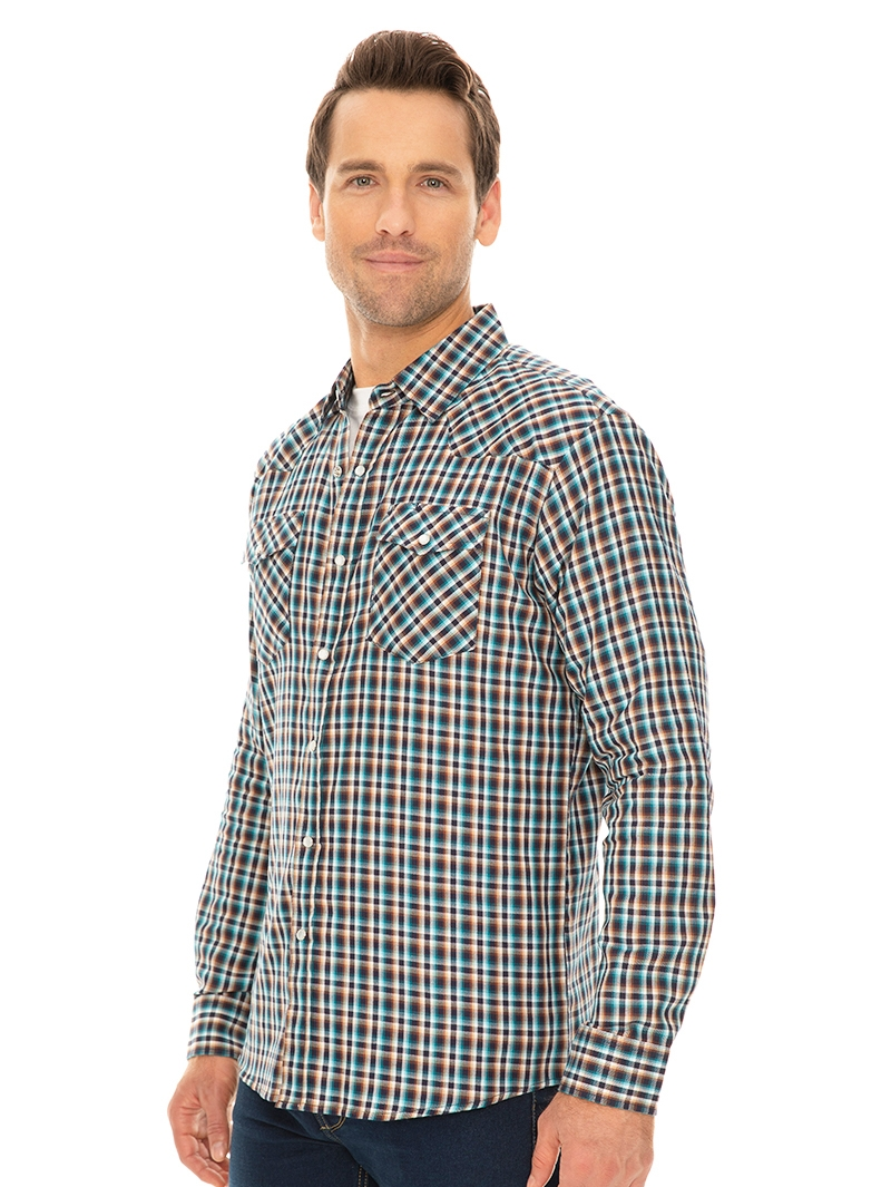 Shirts Traders Blue Check Unisex Long Sleeve Shirt 4 Shirts Traders Blue Check Unisex Long Sleeve Shirt - Image 2