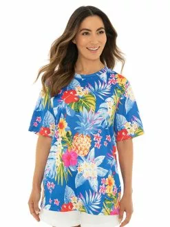 Lowes Tops Unisex Crew Neck Tropical Blue