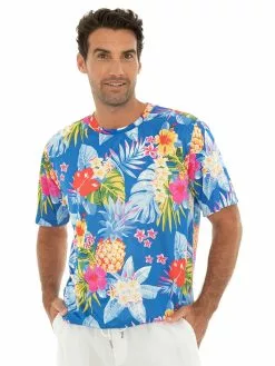 Lowes T-Shirts Mens Crew Neck Tropical Blue