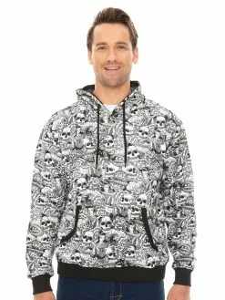 Hoodies Jumpers & Fleece Prodigy Black & White Skull Print Pull Over Unisex
