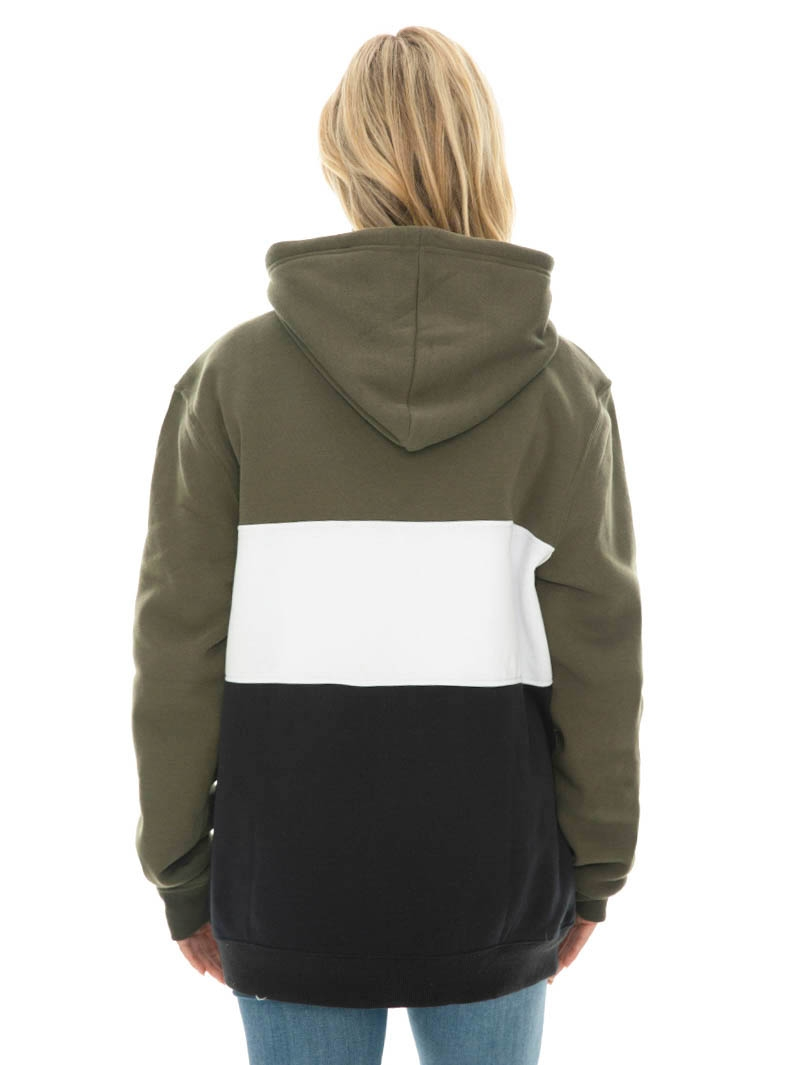 Tops Lowes Unisex Olive White & Black Spliced Popover Hoodie 5 Tops Lowes Unisex Olive White & Black Spliced Popover Hoodie - Image 3