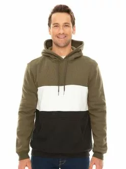 Hoodies Jumpers & Fleece Lowes Olive White & Black Spliced Popover Hoodie