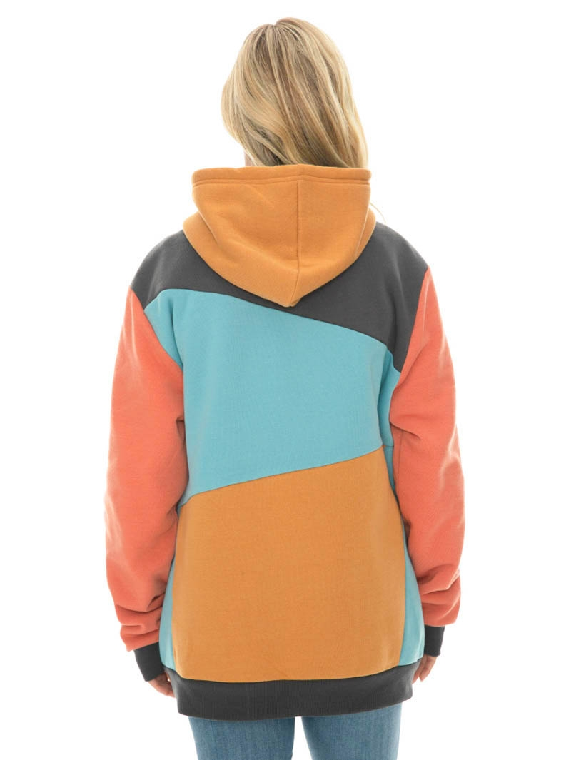 Tops Lowes Fleece Popover Hoodie In Multi Coloured Spliced Unisex 5 Tops Lowes Fleece Popover Hoodie In Multi Coloured Spliced Unisex - Image 3