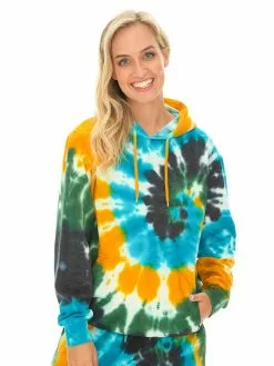 Tops Prodigy Unisex Multi Blue Tie Dye Popover Hoodie