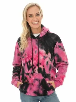 Tops Prodigy Unisex Black Pink Tie Dye Popover Hoodie
