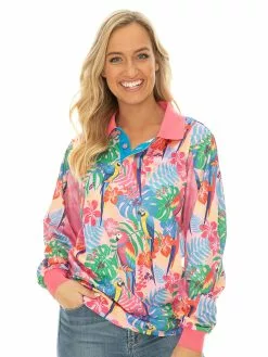 Tops Anglers Edge Pink Long Sleeve Polo