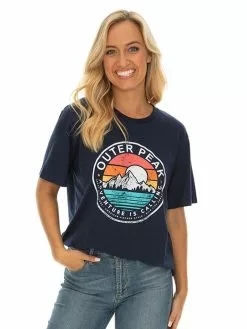 Outer Peak Tops Unisex Printed T-Shirt Navy