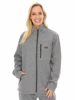 Tops Outer Peak Grey Polar Fleece Zip Unisex Jacket