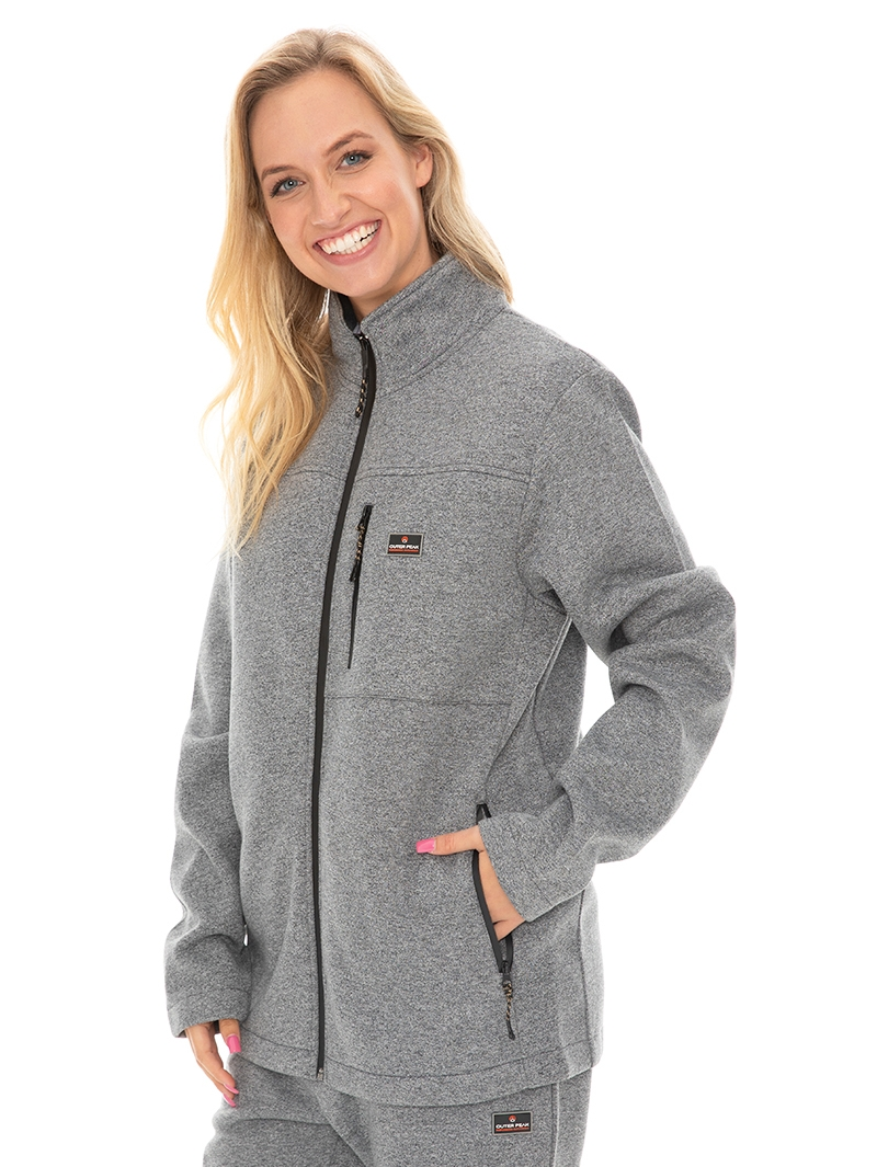 Tops Outer Peak Grey Polar Fleece Zip Unisex Jacket 4 Tops Outer Peak Grey Polar Fleece Zip Unisex Jacket - Image 2