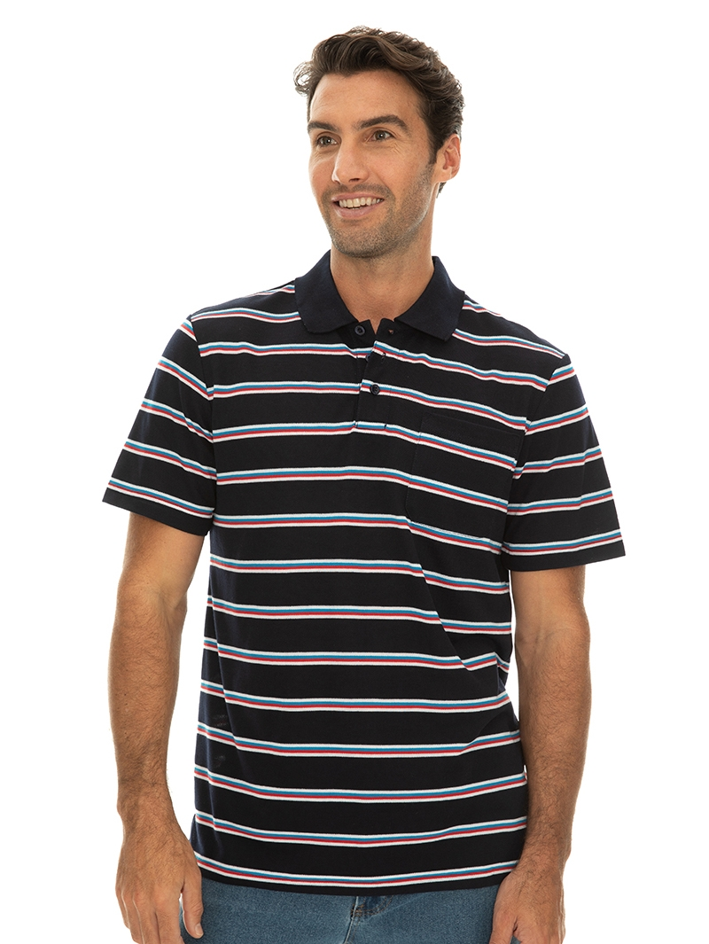 Polos Lowes Navy Stripe Knit Polo 3 Polos Lowes Navy Stripe Knit Polo