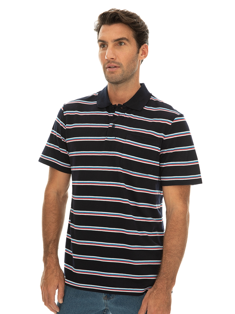Polos Lowes Navy Stripe Knit Polo 4 Polos Lowes Navy Stripe Knit Polo - Image 2